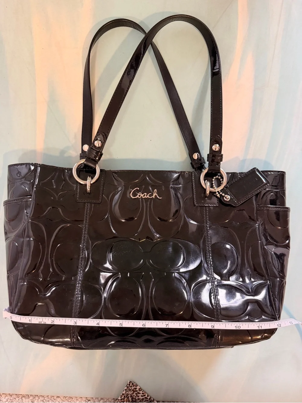 Coach Patent Leather Tote Bag with Pink Wallet